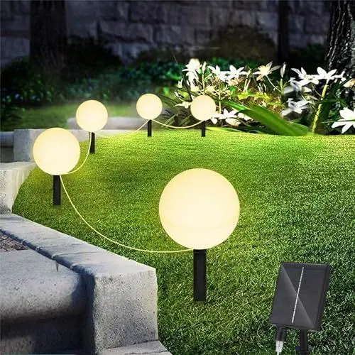 Produktbild: Probuk Solarlampen für Außen,6M 5LED Solarleuchten für Außen Garten mit 7-Farbtransformationsmodi,IP65 Wasserdicht Solarlampen für Gärten Gehwege Weihnachten Yard Patio Walkway Garten Dekoration