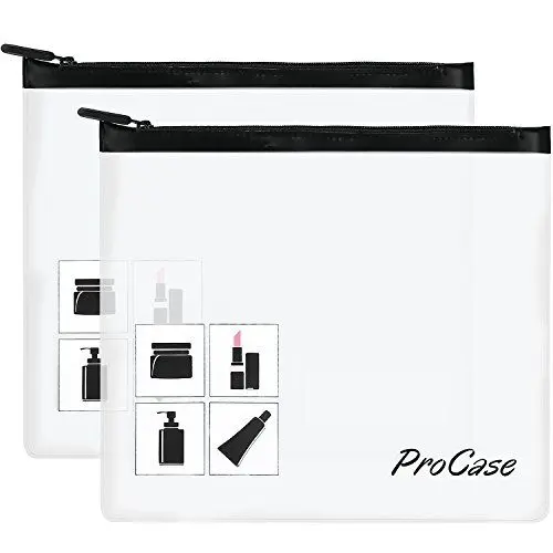 Produktbild: ProCase 2 Pack Kulturbeutel Flugzeug Beutel Tasche Transparent für Handgepäck im Flugzeug, Aufbewahrungstasche Beutel für Kosmetik, Kosmetiktasche Reisetasche für Flüssigkeiten im Koffer
