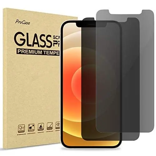 Produktbild: ProCase (2 Stück) Privacy Schutzglas für iPhone 12 und iPhone 12 Pro 6.1 Zoll, Anti-Spy Gehärtetes Glas Blickschutz Sichtschutz Folie Blickschutzfolie Displayschutzfolie