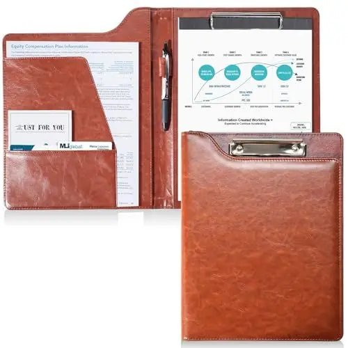 Produktbild: ProCase A4 Konferenzmappe PU Leder Aktentasche Organizer, A4-Notebook-Stil Konferenzmappe Visitenkartenhalter Aktentasche Geschäftsunterlagen Schreibmappe - Braun