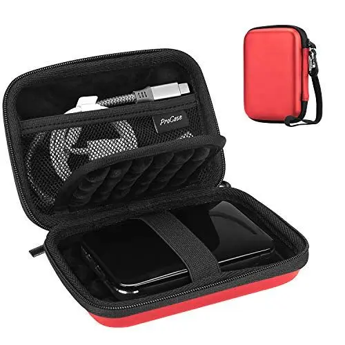 Produktbild: ProCase 2.5”Festplattentasche für Canvio Basics Western Digital WD Elements My Passport Seagate Portable Drive/Backup Plus Slim USB 3.0, Samsung T9 Portable Externe Festplatte Tasche -Rot
