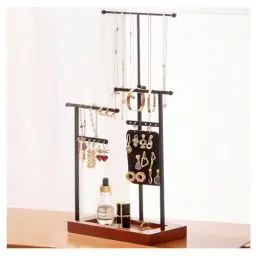 Produktbild: ProCase Halskettenständer Schmuckhalter, 3 Tier höhenverstellbarer Halskettenhalter für extra lange Halsketten, Schmuckständer Ohrringhalter Jewelry Aufbewahrung für Ketten Armbänder Ohrringe -Schwarz
