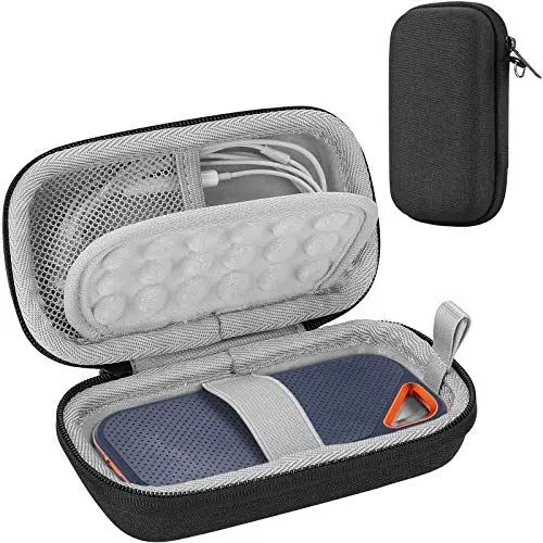 Produktbild: ProCase Festplattentasche für SanDisk Extreme Portable SSD/SanDisk Extreme PRO Portable SSD Externe SSD, Stoßfeste Hülle Tragetasche für SanDisk Extreme Hart Eva Tasche Case Reise -Schwarz
