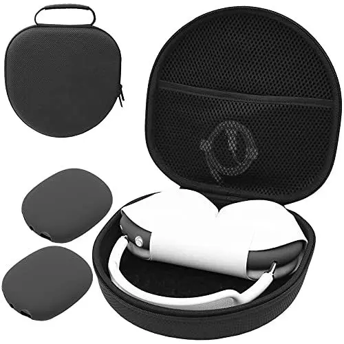 Produktbild: ProCase Hart Kopfhörer Tasche für AirPods Max mit 2 Smart Silikon Schutzhüllen, Hardshell Eva Tragetasche Headset Hülle Case -Schwarz