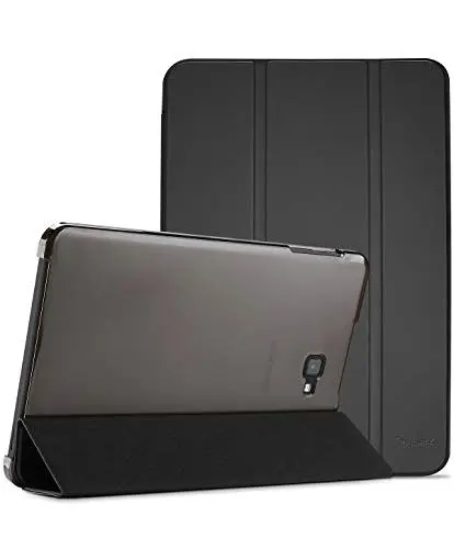 Produktbild: ProCase Hülle für Galaxy Tab A 10.1 2016 T580 T585 T587 Dreifach Falt Klapp Schutzhülle Case, Ultra Dünn Leicht Ständer Schale Shell Smart Cover mit Translucent Frosted Rückhülle –Schwarz