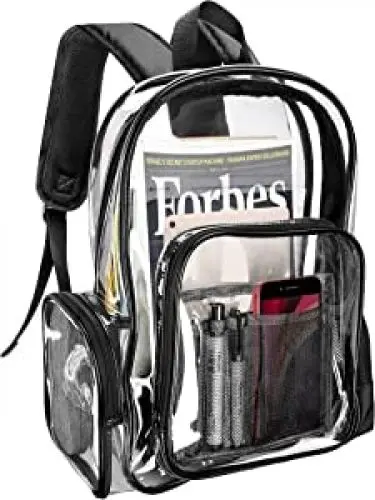 Produktbild: ProCase Klarer Rucksack Plastik Schulrucksack Schultasche,Transparent Wasserdicht Durchsichtig Strapazierfähige PVC-Buch-Tasche Clear Backpack für Schule Theater und Beruf