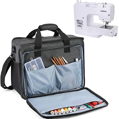 Produktbild: ProCase Nähmaschinentasche Universal Tasche für Nähmaschinen Singer Brother und Janome Nähutensilien Aufbewahrung Tasche für Overlock und Nähzubehör Tragetasche für Alle gängigen Nähmaschinen -Grau