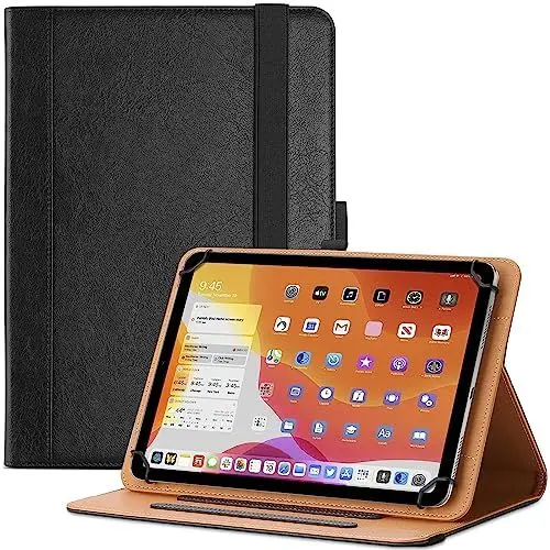 Produktbild: ProCase Schutzhülle für 9-10 Zoll Universal Tablet Leder Hülle Mehr Stehwinkel Universal Case für Lenovo, Dragon Touch, Huawei, Vankyo, LNMBBS, YOTOPT, NeuTab, iRulu, Acer, RCA, Blackview -Schwarz