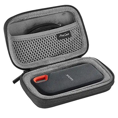 Produktbild: ProCase Stoßfest Hülle für SanDisk Extreme Portable SSD 2TB / 1TB / 500GB / 250GB, Festplattentasche für SanDisk SSD SDSSDE60 Extreme Portable Etui, Eva Hard Case Tragetasche Schutzhülle -Schwarz