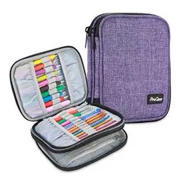 Produktbild: ProCase Tasche für Strickennadel Crochet Hook Case Organizer (Leer ohne Zubehör), Stricknadeltasche mit Netzfächern, Reise Tragetasche für Häkelnadeln Stricknadeln Werkzeuge Zubehör bis 6.5 