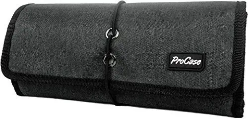Produktbild: ProCase Travel Gear Organizer Elektronik Zubehör Tasche, Kleine Gadget Tragetasche Aufbewahrungstasche Tasche für Ladegerät USB Kabel SD Speicherkarten Kopfhörer Flash Hard Drive -Schwarz