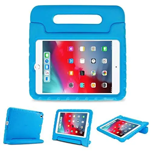 Produktbild: ProCase iPad Mini 5/ Mini 4 Kinderhülle Stoßfest Weich Silikon Hülle für Kinder, mit umwandelbarer Handgriff Handle, Leicht Schutzhülle Stand Case Cover für iPad Mini 5 2019/ Mini 4 2015 –Blau