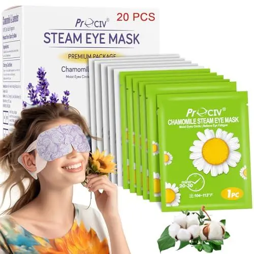 Produktbild: ProCIV 20 Pcs Wärmende Augenmaske Dampf-Augenmaske für Augenermüdung Augenringe Schlafmaske Entspannung für die Augen und den Kärper(10Pcs Lavendel +10Pcs Kamille)