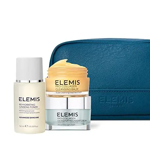 Produktbild: ELEMIS Feuchtigkeitsspendende Pro-Collagen-Helden der Nacht, 3-teiliges Nacht-Hautpflege-Set, Geschenk-Set enthält: säubernden Pro-Collagen-Reinigungsbalsam, rehydratisierenden Ginseng-Toner