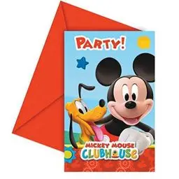 Produktbild: Procos 81513 - Einladungen Playful Mickey, 6 Stück mit Umschlag, Größe 14,5 x 9,5 cm, Kinder-Geburtstag, Mottoparty, Karneval