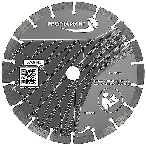 Produktbild: PRODIAMANT Diamant Trennscheibe 230 x 22,2 mm 10mm Segmentiert universal Bindung für Beton, Stein, Ziegel und weitere Baustoffe