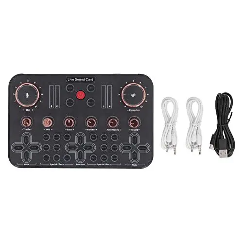 Produktbild: Professioneller Audio-Mixer, Zweikanalige Live-Soundkarte, Podcast-Produktionsstudio-Ausrüstung für Gitarrenaufnahmen und Gaming