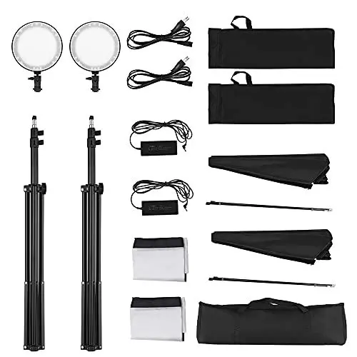 Produktbild: Professionelles Fotografie-Licht- und Softbox-Set, 45-W-LED-Lichtset, Inklusive 2 LED-Leuchten, 2 Softboxen, 2 Lichtstative, mit Weißem Diffusor, für Porträtfotografie,