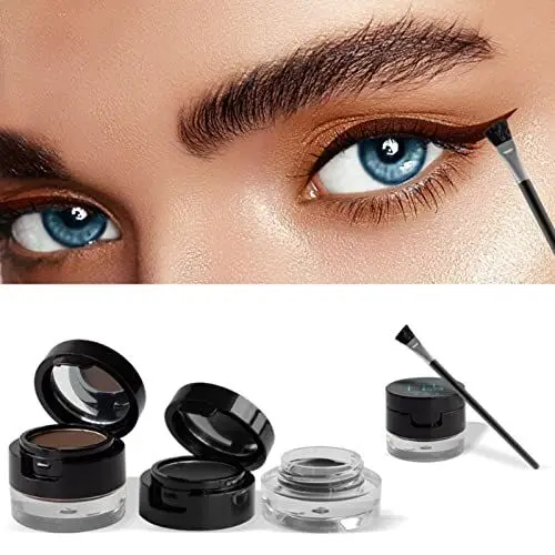 Produktbild: Professionelles, Langanhaltendes Augenbrauenpuder- und Eyeliner-Creme-Set, Schwarzbraun-Set für Zartes und Einzigartiges Make-up