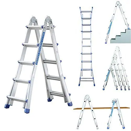 Produktbild: Profi 5/8/16 Teleskop-Leiter 16 Sprossen Aluleiter Mehrzweckleiter Klappleiter Bockleiter Alu Malerleiter Multifunktionsleiter