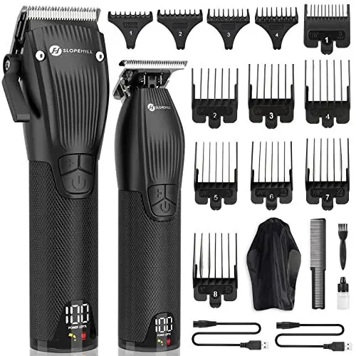 Produktbild: Profi Haarschneidemaschine und T-Klingen Trimmer Kit für Herren - Slopehill Schnurloser Barber Haarschneider Mit LED -Anzeige, Präzisions Haartrimmer Bartschneider Barttrimmer Set für Männer