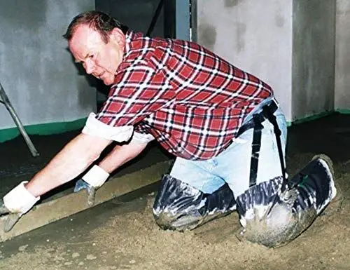Produktbild: Profi Knieschutz und Beinschutz für Estrichleger I wasserfest und abriebfest I Mit Kniepolster innen I Professioneller Knieschoner für Estrichverlegungen I Schützt umfassend vor Laugen + Säuren