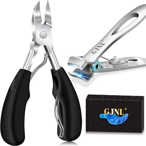 Produktbild: Profi Nagelknipser Set, GJNL SuperScharf Nagelzange für Dicke & Eingewachsene Fußnägel, 2 Pcs Pediküre Set Fussnägel Nagelschere mit Nagelhautschere und Nagelfeile für Senioren Starke fußnägel …