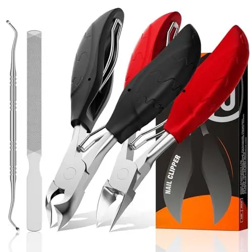 Produktbild: Profi Nagelschere Nagelknipser Set, 4 Pcs Nagelpflegeset Nagelset mit Nagelschere für Fussnägel, Scharf Nagelknipser für Dicke Eingewachsene Fußnägel, Maniküre Pediküre Set mit fusspflege Nagelzange