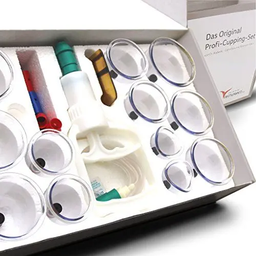 Produktbild: Profi Schröpfglas-Set - Schröpfgläser mit Vakuumpumpe - hochwertiges medizinisches Schröpfen + Therapiemagneten - Cupping-Set gegen Verspannungen & Cellulite. Faszienverspannungen,