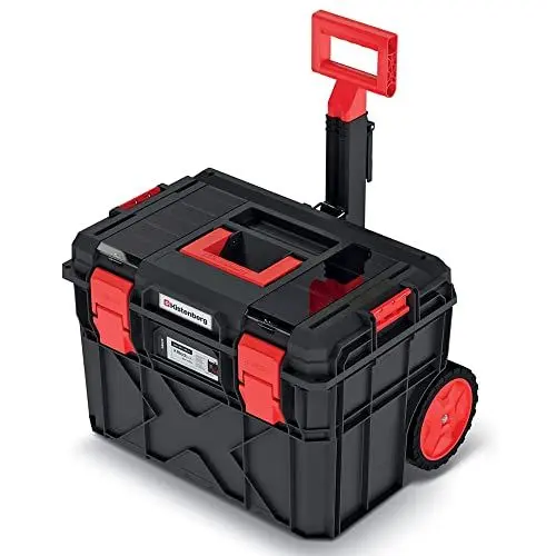 Produktbild: Profi Werkzeugkoffer Werkzeugtrolley Rollende Werkstatt Toolbox Mit Aluminium-Teleskopstiel Belastbar bis 120 kg 546 x 380 x 400 mm