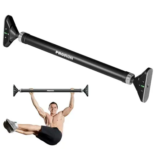 Produktbild: PROIRON Klimmzugstange Türrahmen ohne Schrauben, reckstange tür Ausziehbar 72-97 cm, verstärkt Pull up Bar Door Tragkraft bis 200 Kg, 17x5 cm PVC-Matten, mit Absturzsicherung und Handpolster
