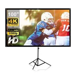Produktbild: Projektor-Leinwand mit Ständer, 354 cm (100 Zoll), tragbare Projektions-Leinwand 16:9, 4K HD, für den Innen- und Außenbereich, Heimkino, Gartenkino