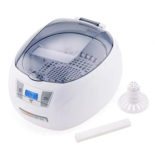Produktbild: PROMED Ultraschallreinigungsgerät UC-50, Ultraschallreiniger für Schmuck Uhr Zahnersatz und Brille, 550ml Ultraschallgerät für zuhause, Ultraschallbad 5-Stufen-Timing 43000 Hz