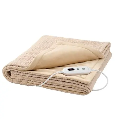 Produktbild: Promed KHP-2.3S Heizdecke mit Strickmuster (6 Temperaturstufen) - Kuscheldecke Heizdecke mit Abschaltautomatik - Weiche Wärmedecke Waschbar - Electric Blanket 180x130