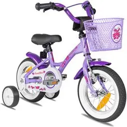 Produktbild: PROMETHEUS BICYCLES Kinderfahrrad ab 3 Jahren - Mädchenfahrrad 12 Zoll Kinder Fahrrad Mädchen Fahrrad Kinder mit Stützräder Rücktrittbremse in Violett Lila