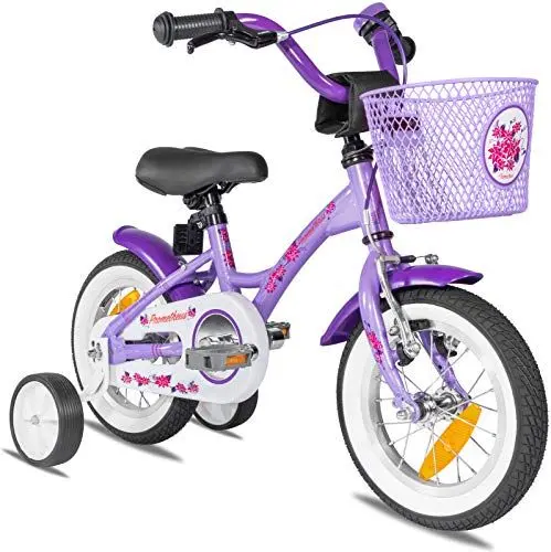 Produktbild: PROMETHEUS BICYCLES Kinderfahrrad ab 3 Jahren - Mädchenfahrrad 12 Zoll Kinder Fahrrad Mädchen Fahrrad Kinder mit Stützräder Rücktrittbremse in Violett Lila