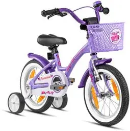 Produktbild: PROMETHEUS BICYCLES Kinderfahrrad ab 4 Jahren - Mädchenfahrrad 14 Zoll Kinder Fahrrad Mädchen Fahrrad Kinder mit Stützräder Rücktrittbremse in Violett Lila
