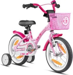 Produktbild: PROMETHEUS BICYCLES Kinderfahrrad ab 4 Jahren - Mädchenfahrrad 14 Zoll Kinder Fahrrad Mädchen Fahrrad Kinder mit Stützräder Rücktrittbremse in Rosa