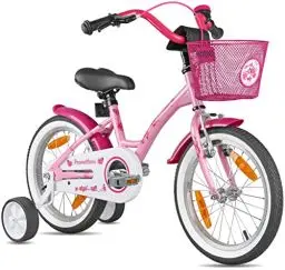 Produktbild: PROMETHEUS BICYCLES Kinderfahrrad ab 5 Jahren - Mädchenfahrrad 16 Zoll Kinder Fahrrad Mädchen Fahrrad Kinder mit Stützräder Rücktrittbremse in Rosa