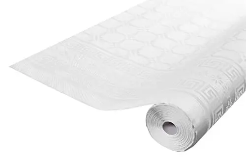 Produktbild: Pronappe Tischdecke R482501I Einweg-Tischdecke aus Damastpapier Länge 25m Breite 1,20m (pro Rolle) Farbe weiß Damastpapier mit schickem und klassischem Universalmuster