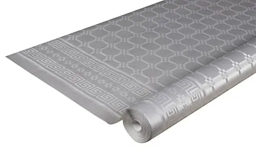 Produktbild: Pronappe Tischdecke R482552I Einweg-Tischdecke aus Damastpapier Länge 25m Breite 1,20m (pro Rolle) Farbe Silber Damastpapier mit schickem und klassischem Universalmuster