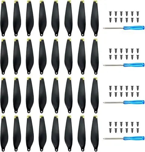 Produktbild: Propeller für DJI Mini 3 Ersatzpropeller Blätter Geräuscharm Zubehör für DJI Mini 3 Drohnenzubehör Exklusive Schrauben & Schraubendreher 32 Pcs Gold Spitzen