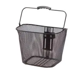 Produktbild: Prophete Fahrradkorb City, abnehmbar, mit Lenkervorbauadapter, passend für Fahrräder mit Federgabel, PE-Kunststoffbeschichtung, engmaschiges Wabengitter, 340 x 250 x 260 mm