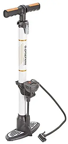 Produktbild: Prophete Hochleistungsstandpumpe mit Duo-Klemmhebelstecker, max. Pumpdruck 7 bar, digitales Manometer, Adapter-Set, ergonomischer Griff, Aluminium, Länge 620 mm