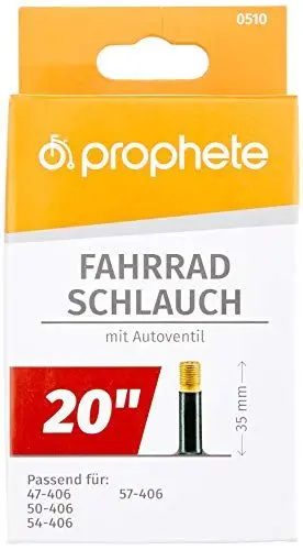 Produktbild: Prophete Fahrradschlauch 20 X 1,75-20 X 2,125 (47/57-406), schwarz, L, einheitsgröße, 0510