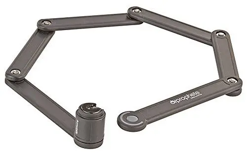 Produktbild: Prophete Faltschloss | Fahrradschloss | Länge: 85 cm | Speziell gehärteter Stahl | 2 Schlüssel | Kunststoffummantelung | Schwarz | inkl. Halterung