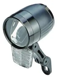 Produktbild: PROPHETE LED-Scheinwerfer – 100 Lux, Standlichtfunktion, Sensorautomatik, StVZO-zugelassen, für E-Bikes und Fahrräder, kompatibel mit Nabendynamo und 6V E-Bike-Akku, Abnehmbarer Reflektor