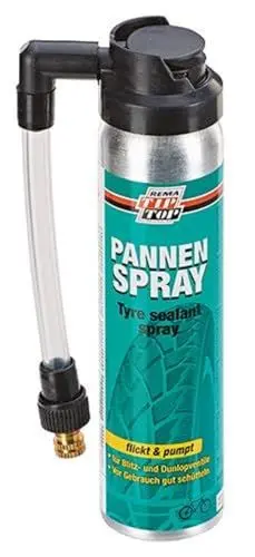 Produktbild: Prophete Rema Tip-Top Pannen-Spray, 75 ml, für Blitz-, Dunlop- und Autoventile, flickt und pumpt zugleich, inkl. Schlauchadapter, geeignet für Fahrradschläuche Aller Art