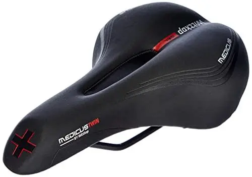 Produktbild: Wittkop Trekking-Sattel mit Geleinlage & Elastomerdämpfung, 5 Zonen für hohen Komfort, ergonomischer Fahrradsattel in Schwarz, ideal für Lange Radtouren, druckentlastend & gesundheitsschonend