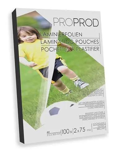 Produktbild: ProProd Premium Laminierfolien, 100 Stück, A4, 2 x 75 Mikrometer, hochglanz
